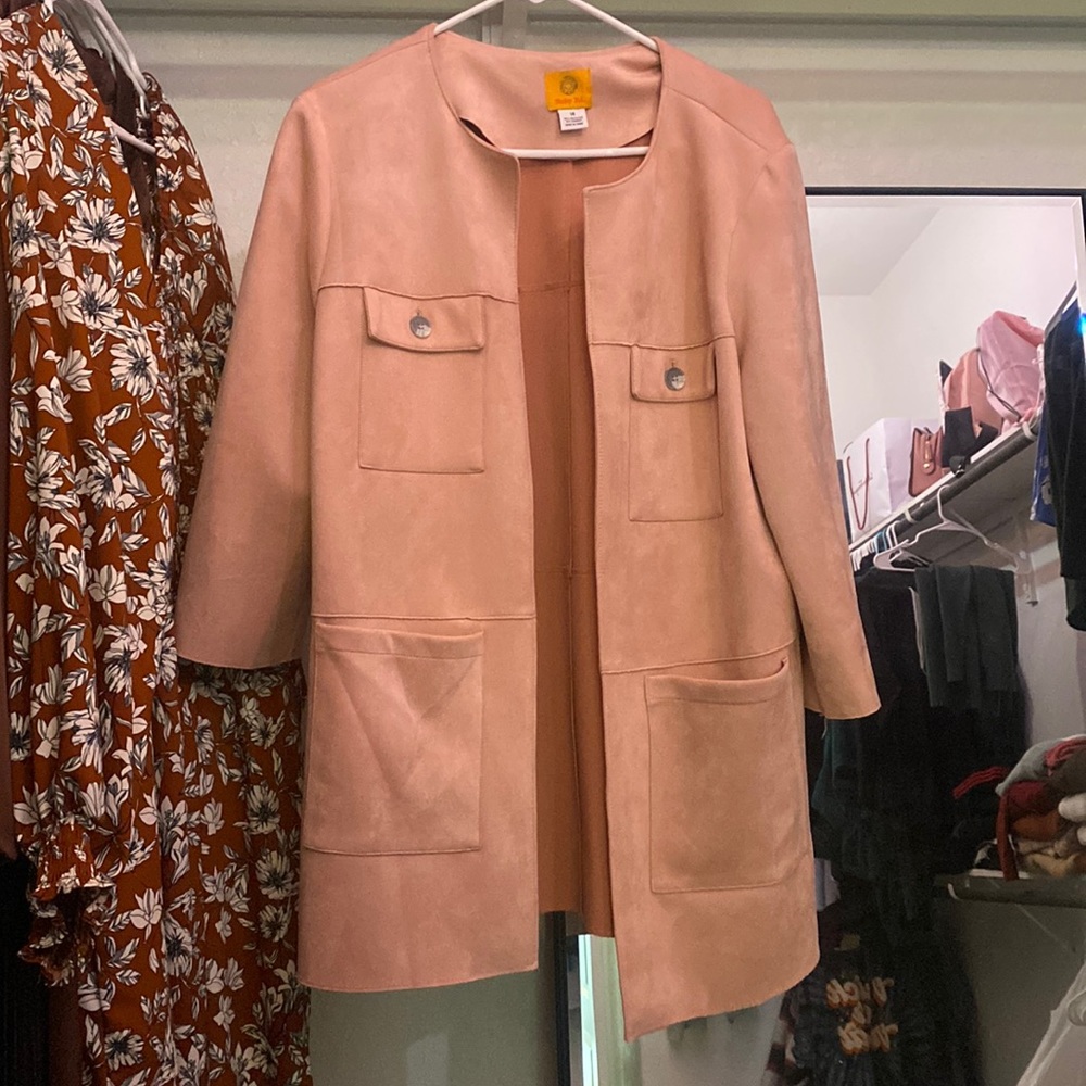 Suede light pink coat